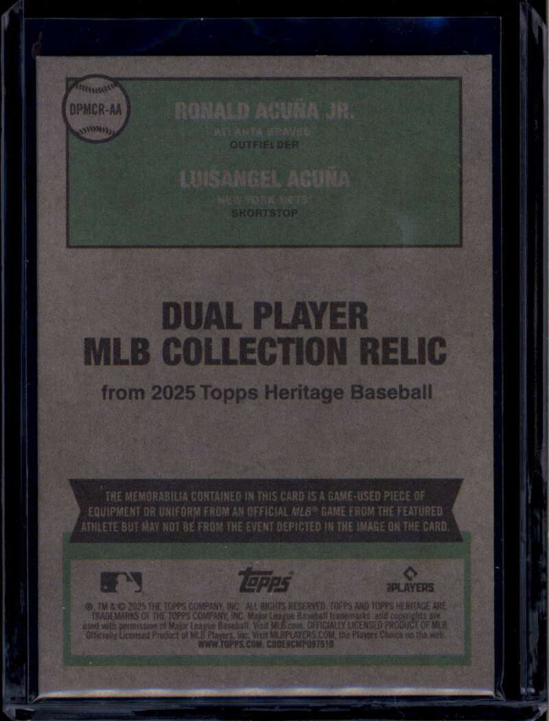 2025 Topps Heritage MLB Collection Dual Player Ronald Luisangel Acuna RC Jersey