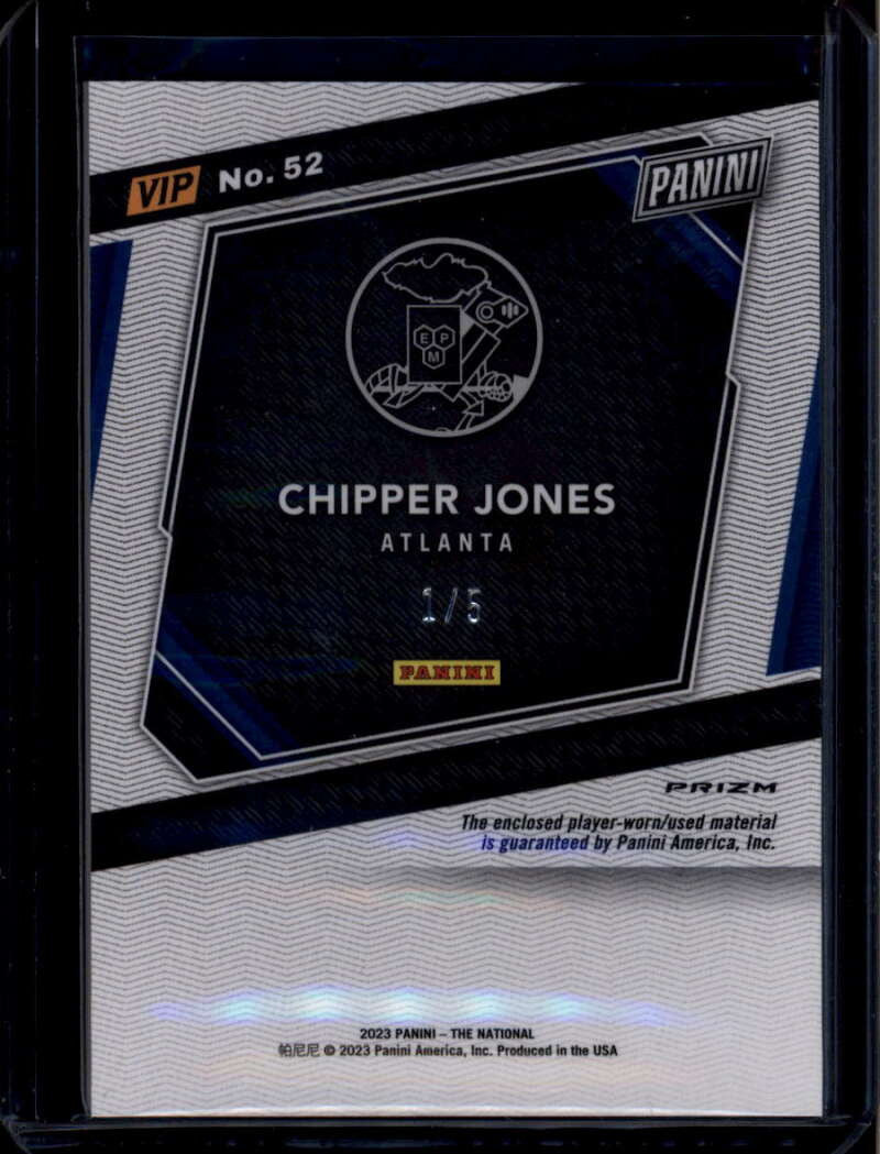 SOLD 175451 2023 Panini National Convention VIP Gold Black Gold 52 Chipper Jones Jersey 1/5