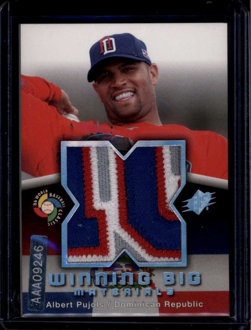SOLD 175453 2006 SPx Winning Big Materials PU Albert Pujols Dual WBC Jersey Patch 17/20