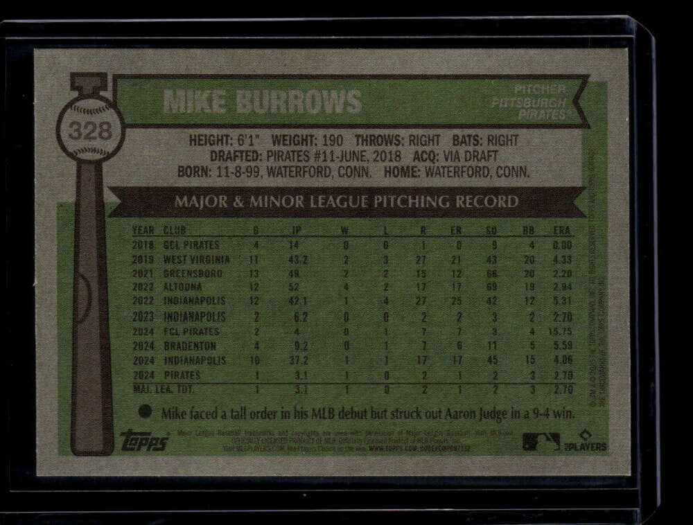 2025 Topps Heritage Color of the Year 328 Mike Burrows Rookie 30/76
