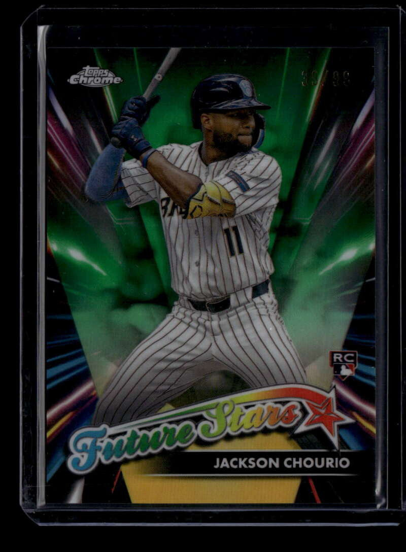 SOLD 175494 2024 Topps Chrome Logofractor Future Stars Green Refractor Jackson Chourio RC 99