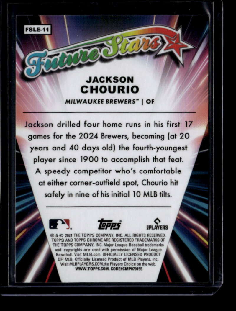 SOLD 175494 2024 Topps Chrome Logofractor Future Stars Green Refractor Jackson Chourio RC 99