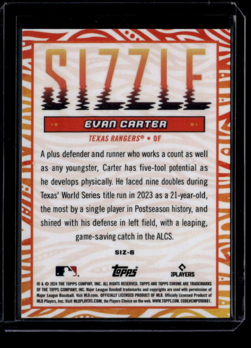 2024 Topps Chrome Update Sizzle siz6 Evan Carter Rookie