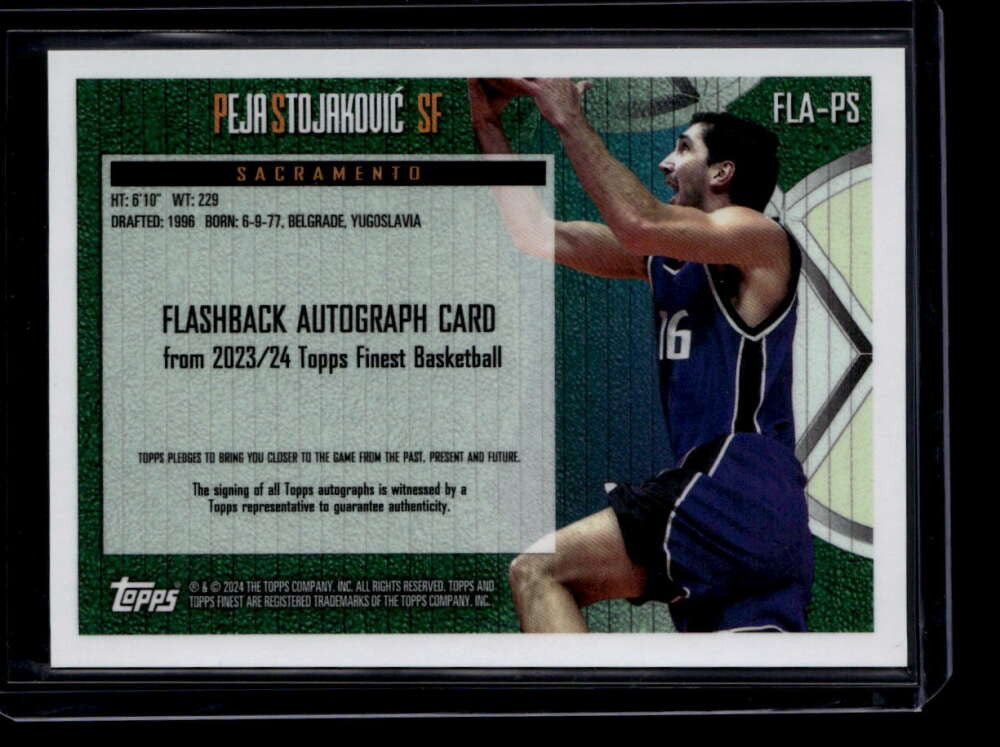 2023-24 Finest Flashback Autographs Black Refractor Peja Stojakovic Auto 11/25