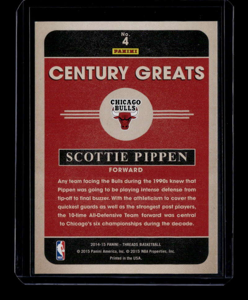 2014-15 Panini Threads Century Greats Century Proof Red 4 Scottie Pippen 72/99