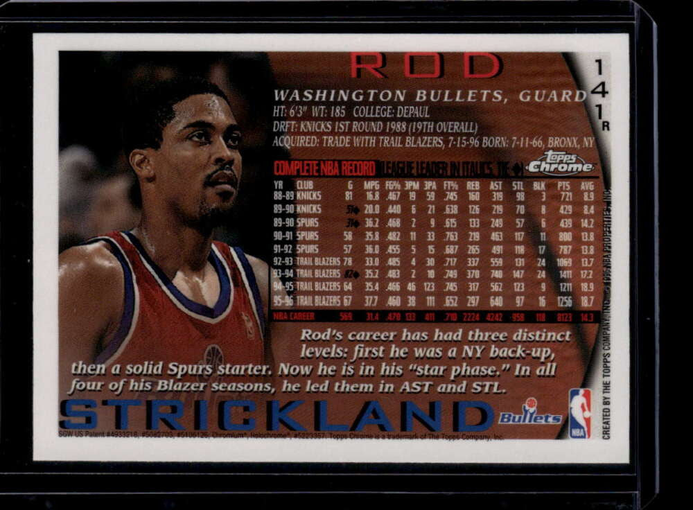 1996-97 Topps Chrome Refractor 141 Rod Strickland