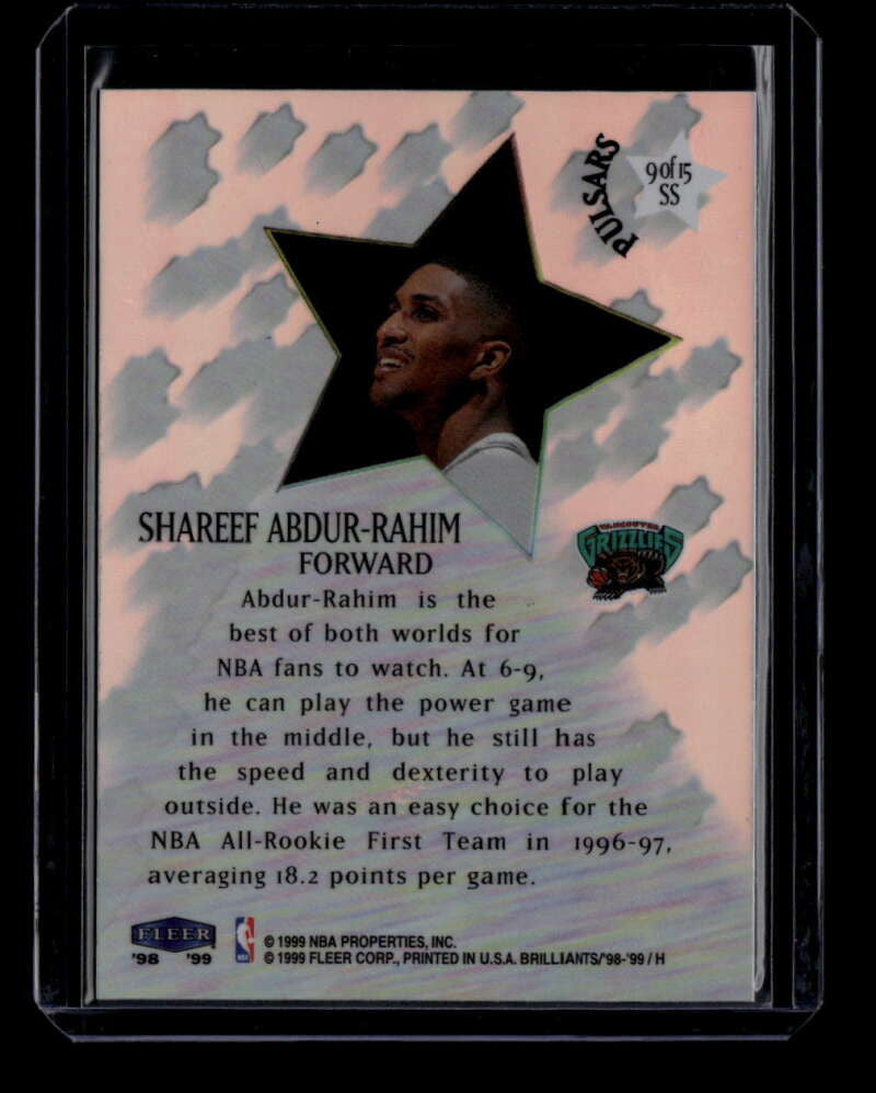 1998-99 Fleer Brilliants Shining Stars Pulsars 9 Shareef Abdur-Rahim