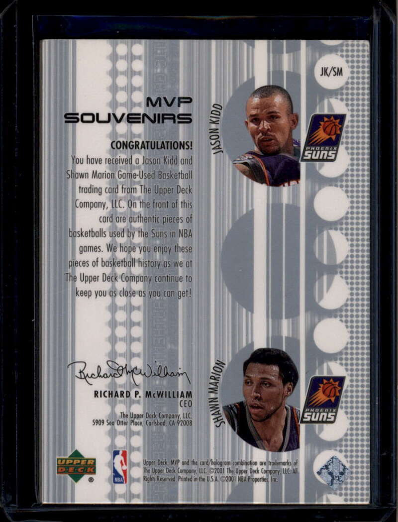 2001-02 Upper Deck MVP Souvenirs Combos JKSM Shawn Marion Jason Kidd Dual Ball