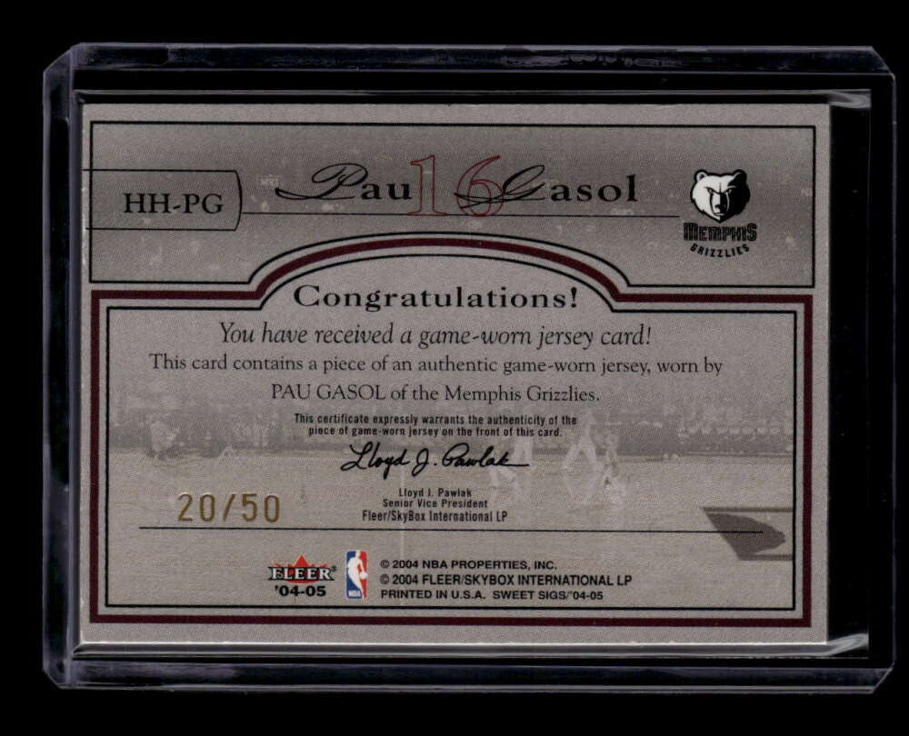 2004-05 Fleer Sweet Sigs Hardcourt Heroics Patches PG Pau Gasol Patch 20/50