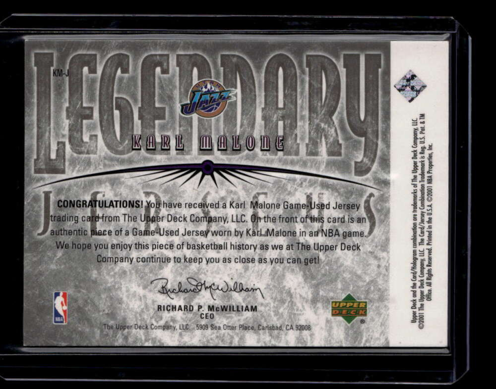 2001-02 Upper Deck Legends Legendary Jerseys KMJ Karl Malone Jersey