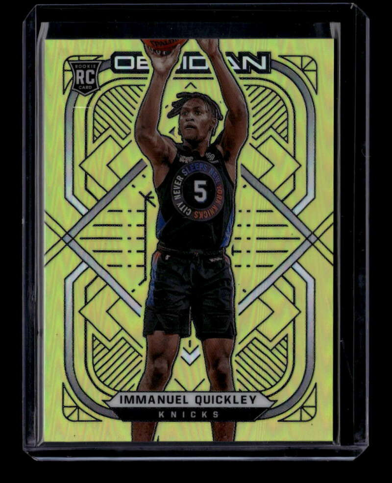 2020-21 Panini Obsidian Electric Etch Yellow Flood 154 Immanuel Quickley Rookie