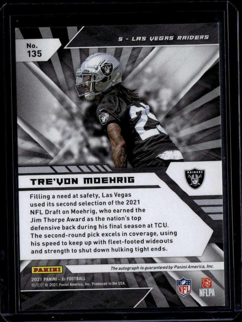 2021 Panini XR Autographs Green 135 Tre'von Moehrig Rookie Auto 4/5