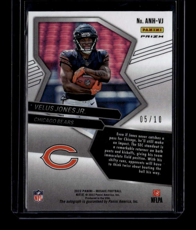 DELETE 175630 2022 Panini Mosaic Autographs No Huddle Gold 94 Velus Jones Jr. Rookie Auto 5/10