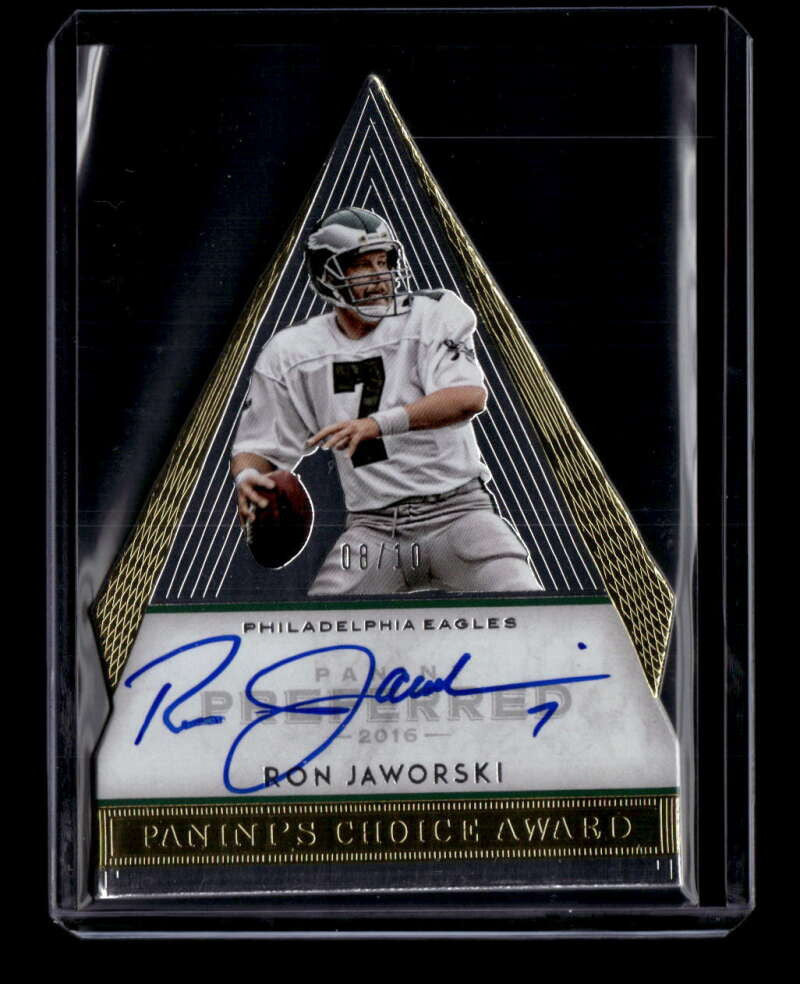 2016 Panini Preferred Gold 124 Ron Jaworski PC Auto 8/10 Panini's Choice Award