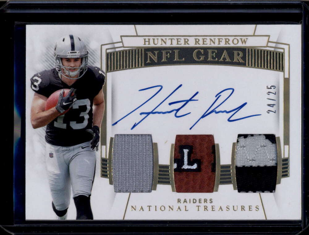 DELETE 175648 2019 Panini National Treasures Gear Hunter Renfrow RC Triple Ball Patch Auto /25