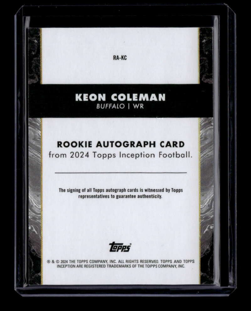 2024 Topps Inception Rookie Autographs Red RAKC Keon Coleman Rookie Auto 4/75