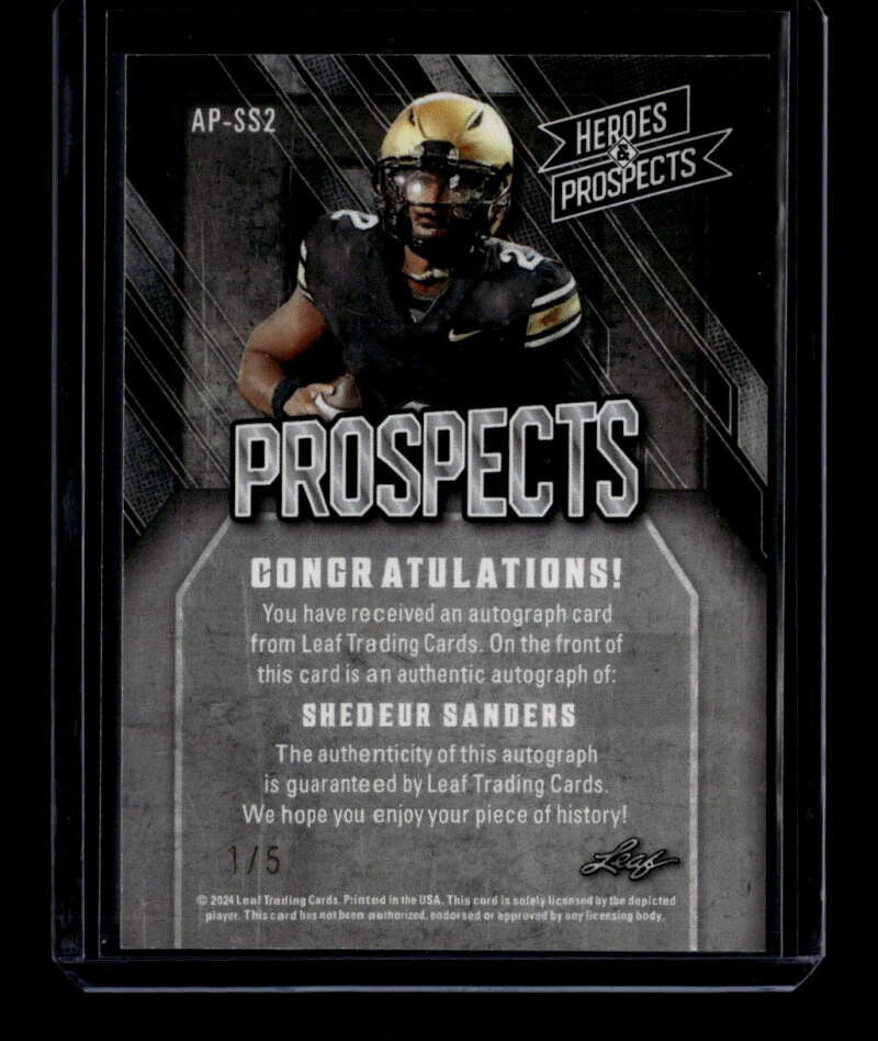 2024 Leaf Heroes and Prospects Autographs Pink apss2 Shedeur Sanders RC Auto 1/5