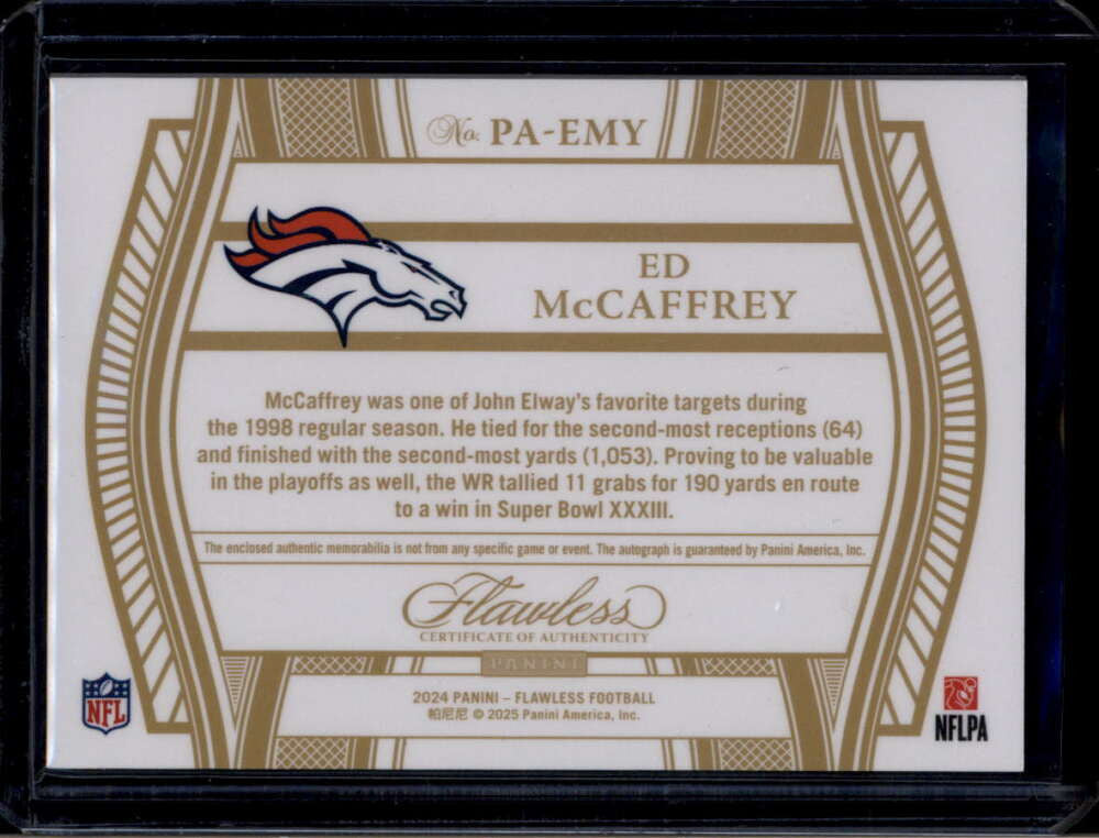 2024 Panini Flawless Patch Autographs 49 Ed McCaffrey Patch Auto 8/25