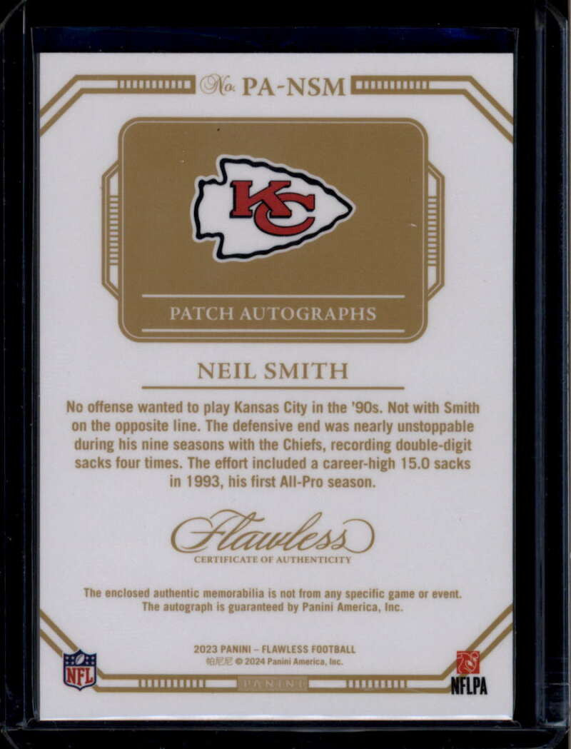 2023 Panini Flawless Patch Autographs Silver PANSM Neil Smith Patch Auto 1/20