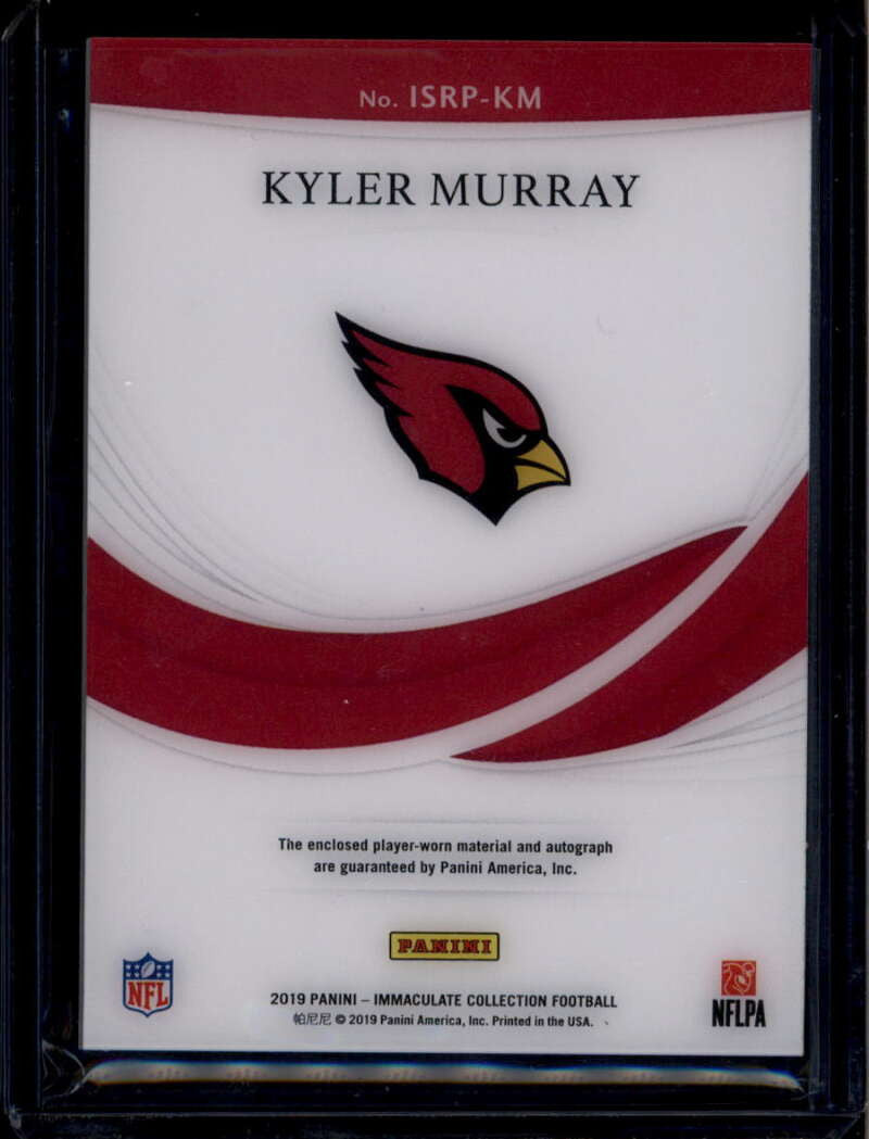 2019 Immaculate Collection Rookie Signature Kyler Murray RC Dual Patch Auto 1/35