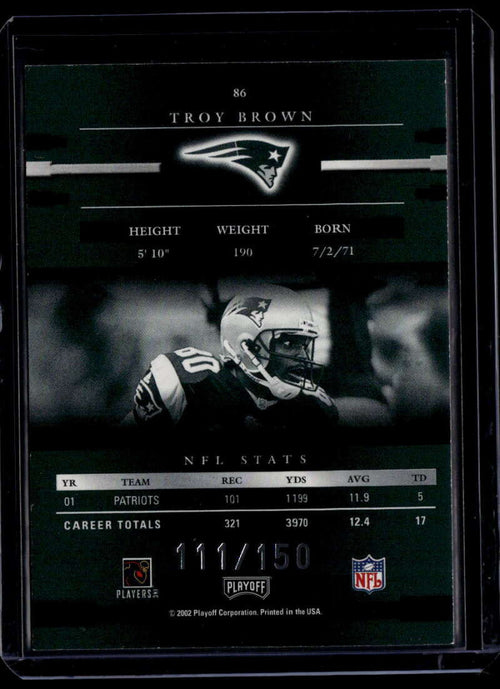 2002 Playoff Prestige Xtra Points Green 86 Troy Brown 111/150