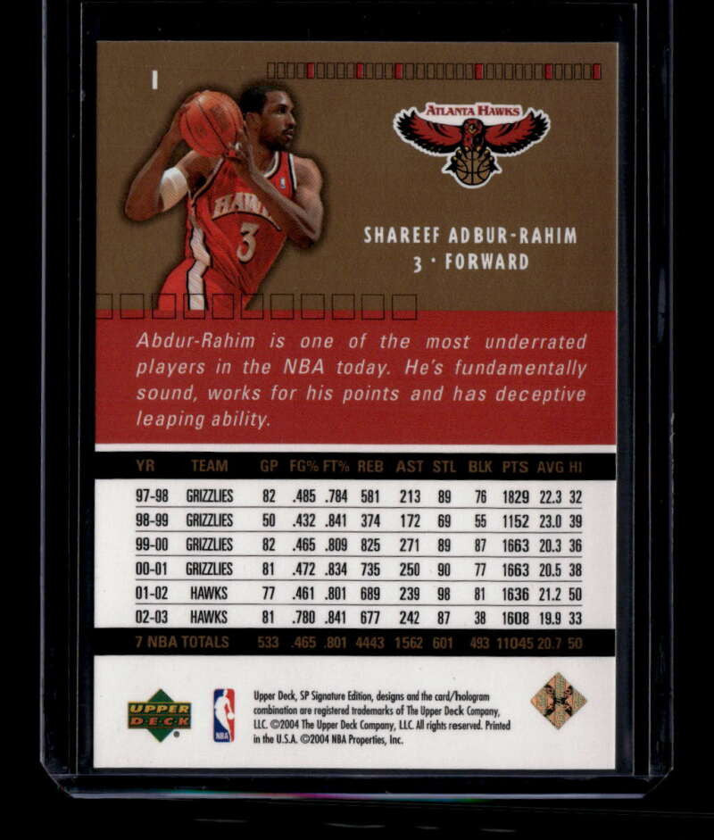 2003-04 SP Signature Edition Gold 1 Shareef Abdur-Rahim 15/100