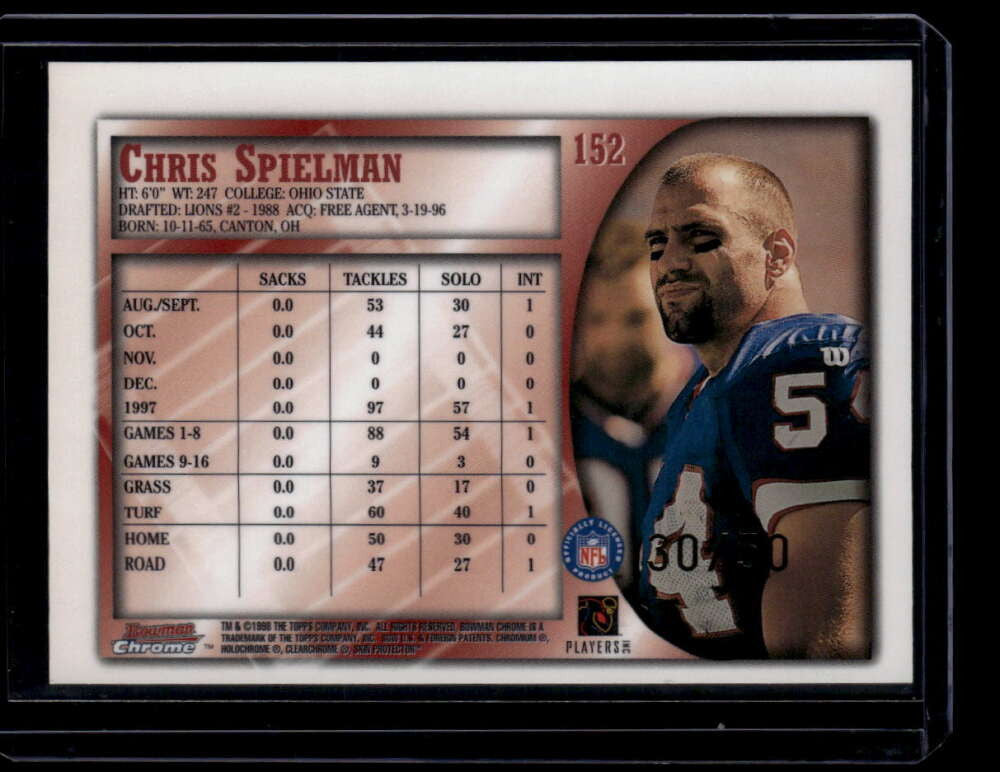 1998 Bowman Chrome Golden Anniversary 152 Chris Spielman 30/50