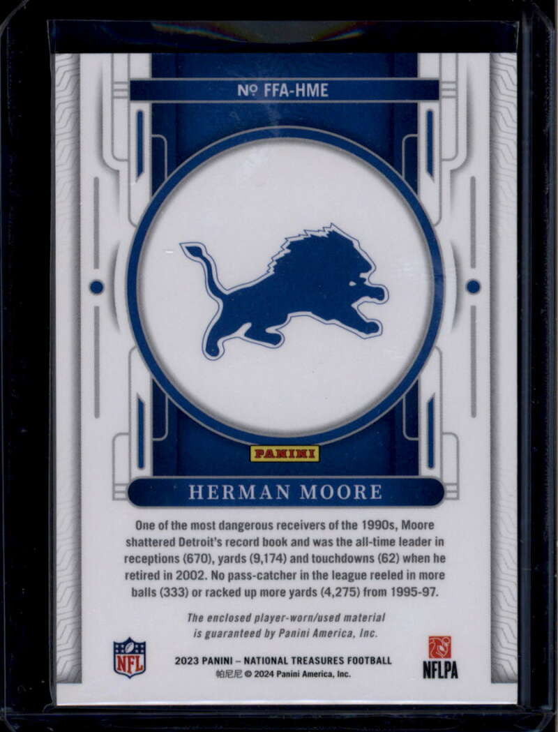 2023 Panini National Treasures Framed Fabric 20 Herman Moore Jersey 29/49