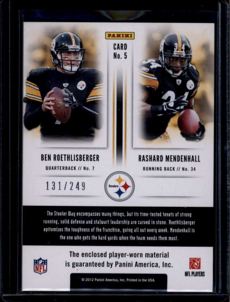 2012 Prestige Team Foundations 5 Mendenhall Roethlisberger Dual Jersey 131/249