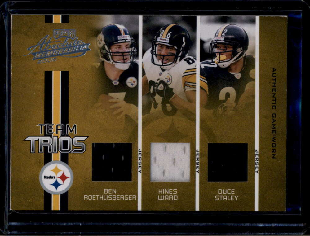 2005 Absolute Team Trios Material Staley Ward Roethlisberger Triple Jersey /100