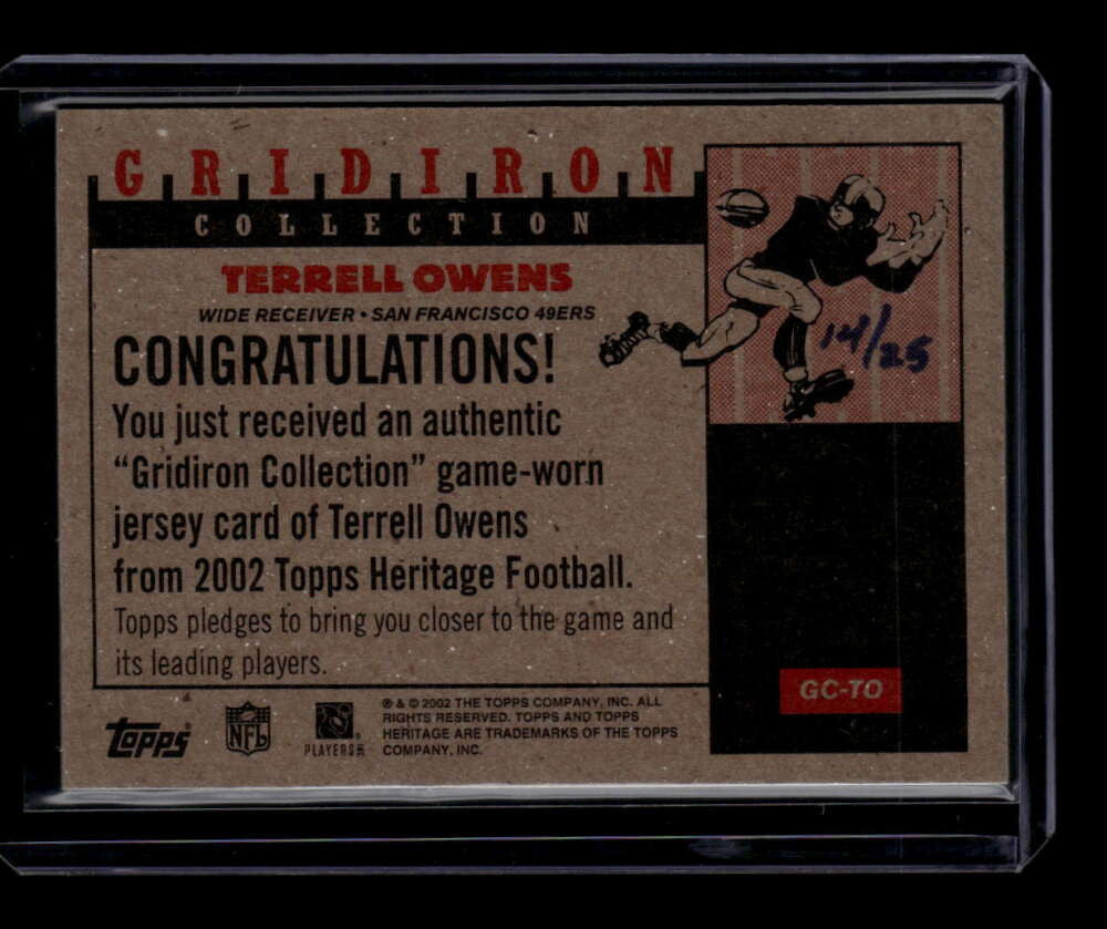 2002 Topps Heritage Gridiron Collection Foil GCTO Terrell Owens Jersey 14/25