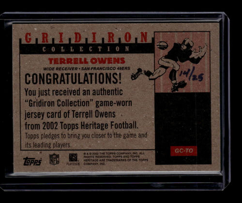 2002 Topps Heritage Gridiron Collection Foil GCTO Terrell Owens Jersey 14/25