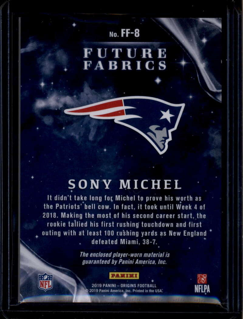 DELETE 175772 2019 Panini Origins Future Fabrics Green 8 Sony Michel Jumbo Patch 5/5