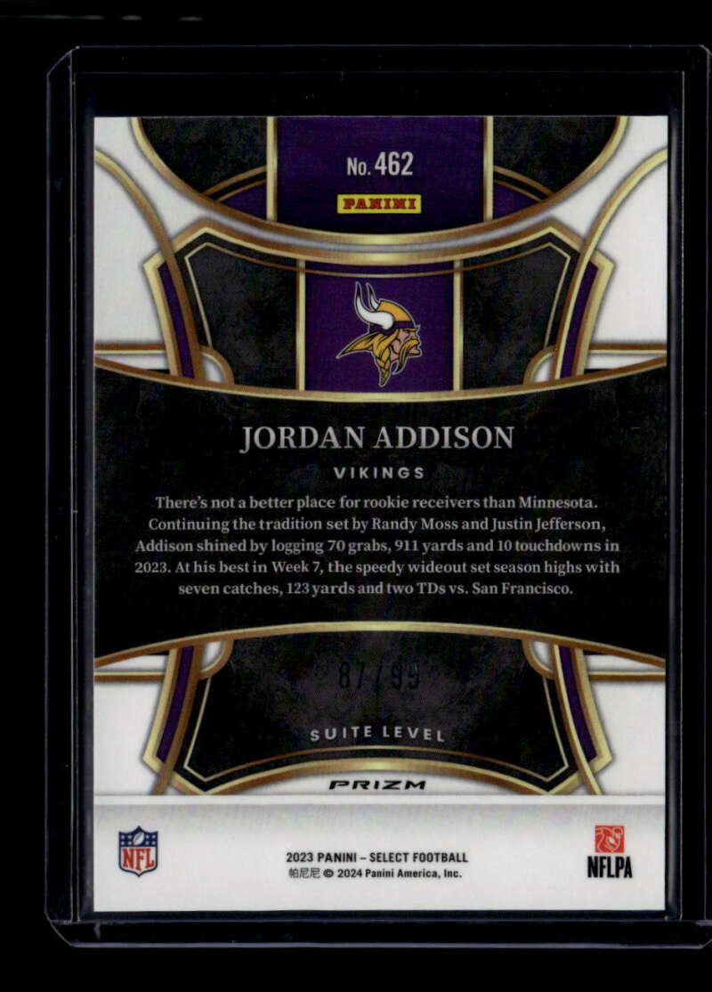 2023 Select Prizm Blue Refractor 462 Jordan Addison Rookie 87/99