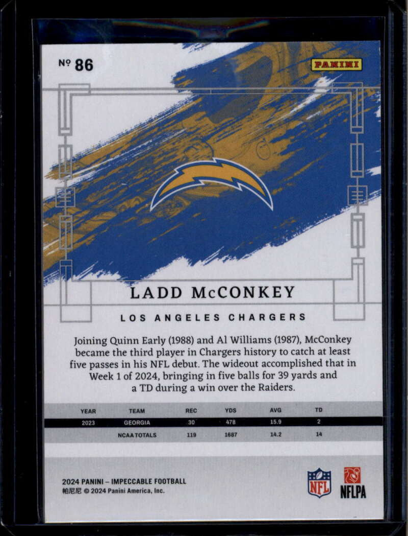 2024 Panini Impeccable 86 Ladd McConkey Rookie 33/75
