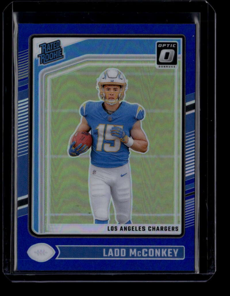 SOLD 175802 2024 Donruss Optic Blue Refractor 266 Ladd McConkey RR Rated Rookie 39/199