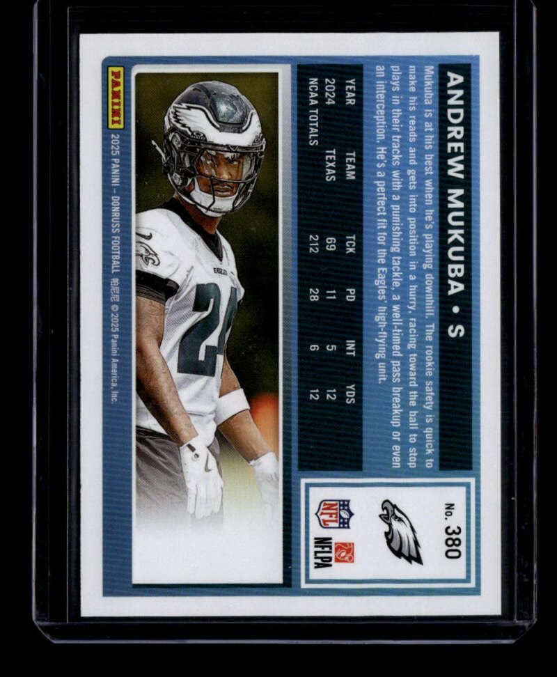2025 Donruss Press Proof Black 380 Andrew Mukuba RR Rated Rookie 9/10