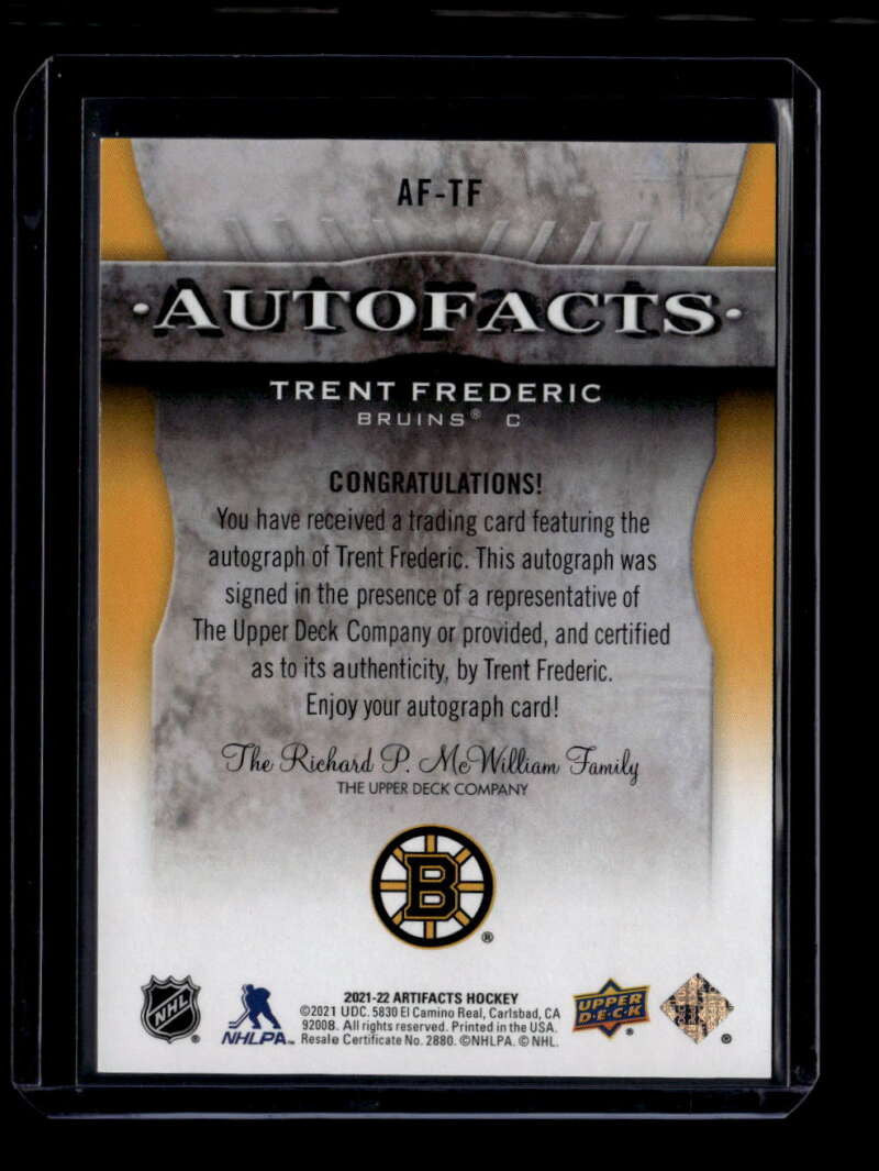 2021-22 Artifacts Autofacts AFTF Trent Frederic Auto 158238