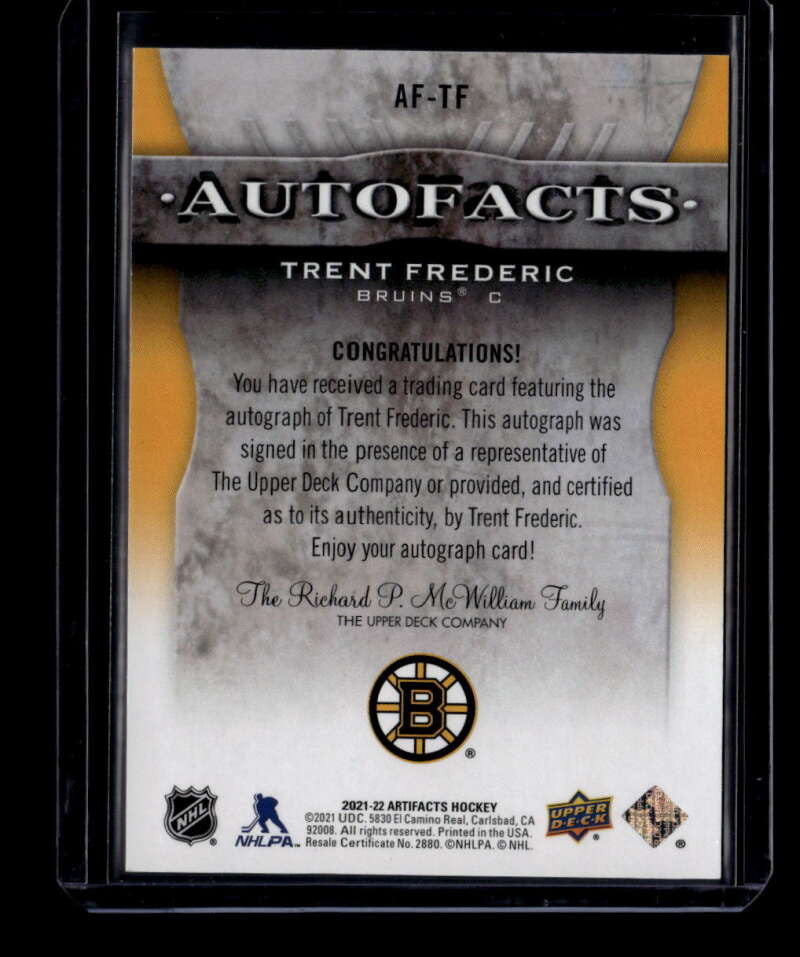 2021-22 Artifacts Autofacts AFTF Trent Frederic Auto 158239