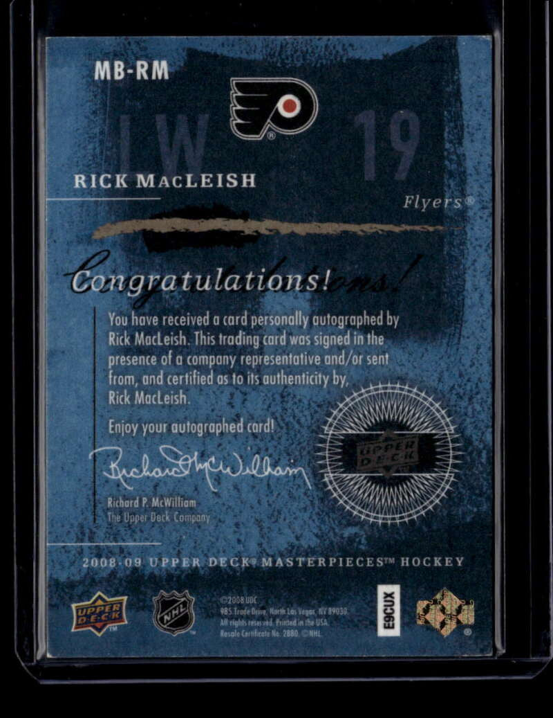 2008-09 UD Masterpieces Brushstrokes Brown MBRM Rick MacLeish Auto