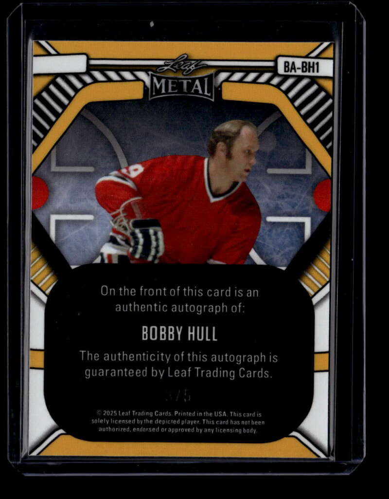 DELETE 175837 2025 Leaf Metal Legends Pink Shimmer babh1 Bobby Hull Auto 3/5