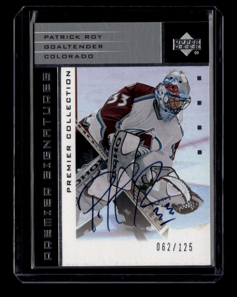 2002-03 UD Premier Collection Signatures Silver SPR Patrick Roy Auto 62/125