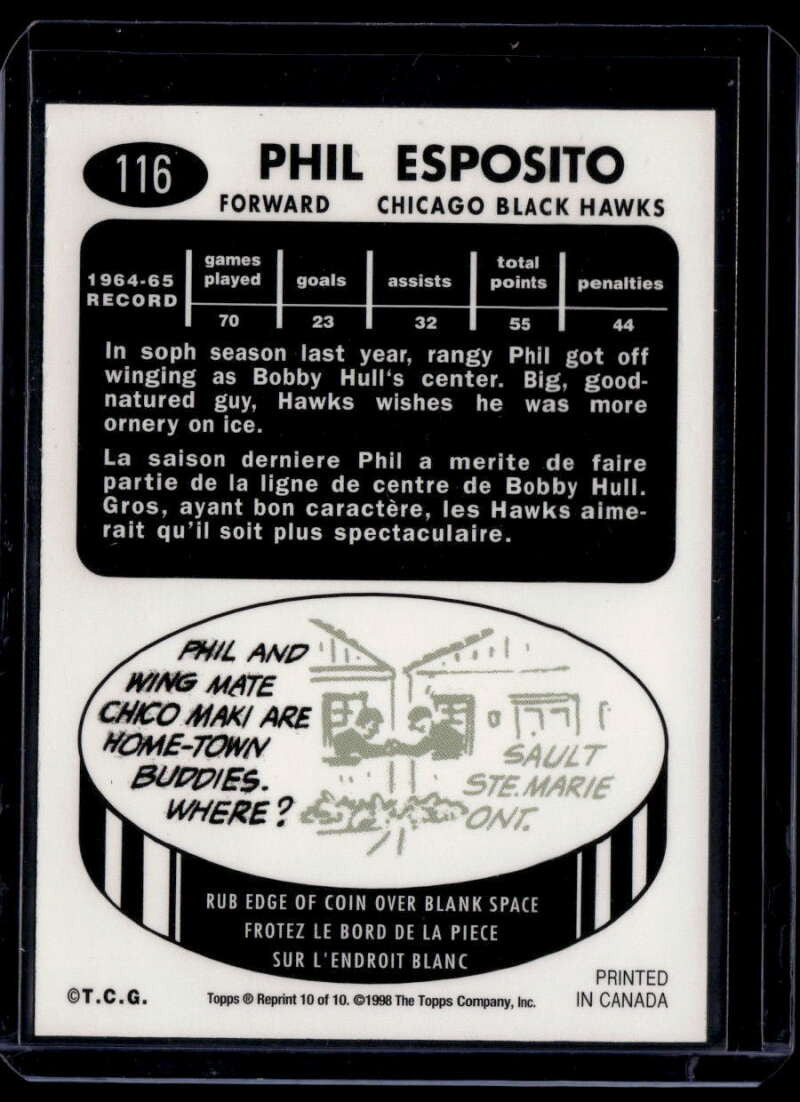 1998-99 Topps Blast From The Past 10 Phil Esposito 1965-66