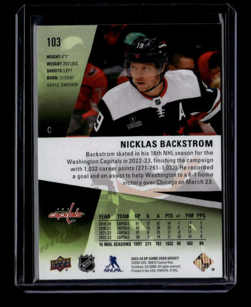2023-24 SP Game Used Green 103 Nicklas Backstrom 1/1