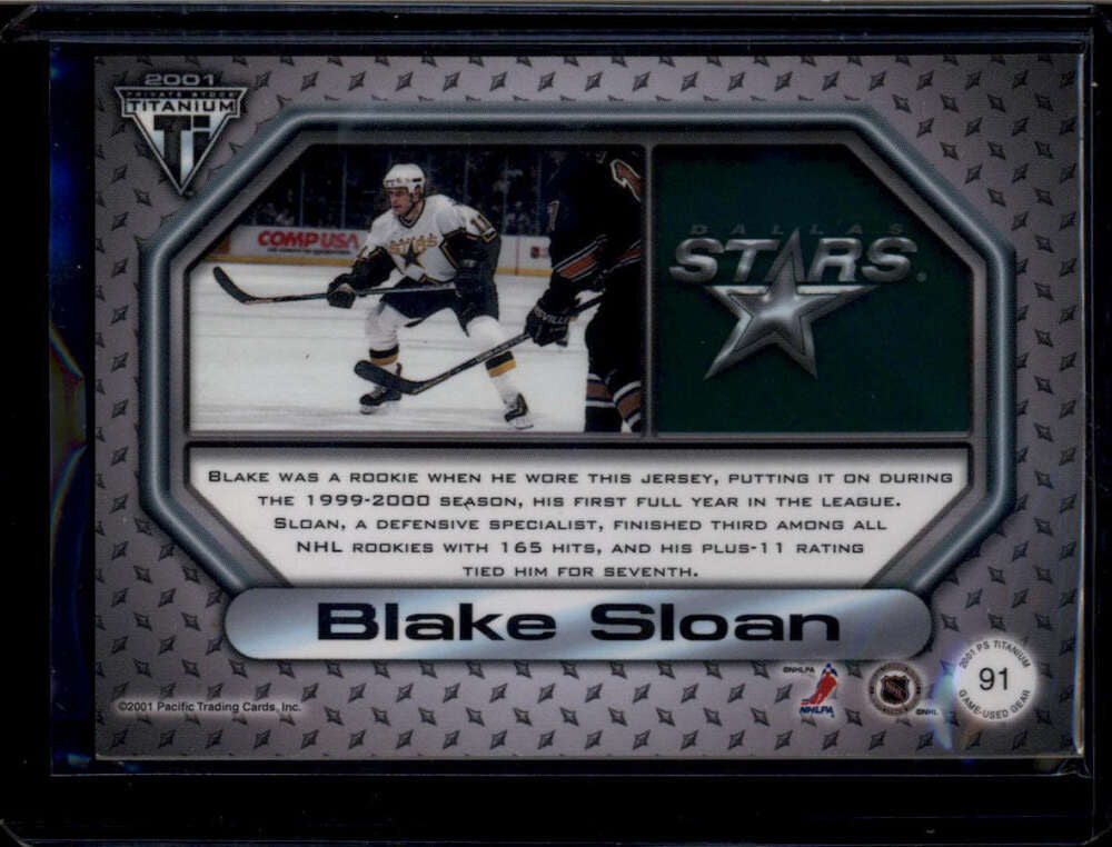 2000-01 Titanium Game Gear Patches 91 Blake Sloan Patch 148/400