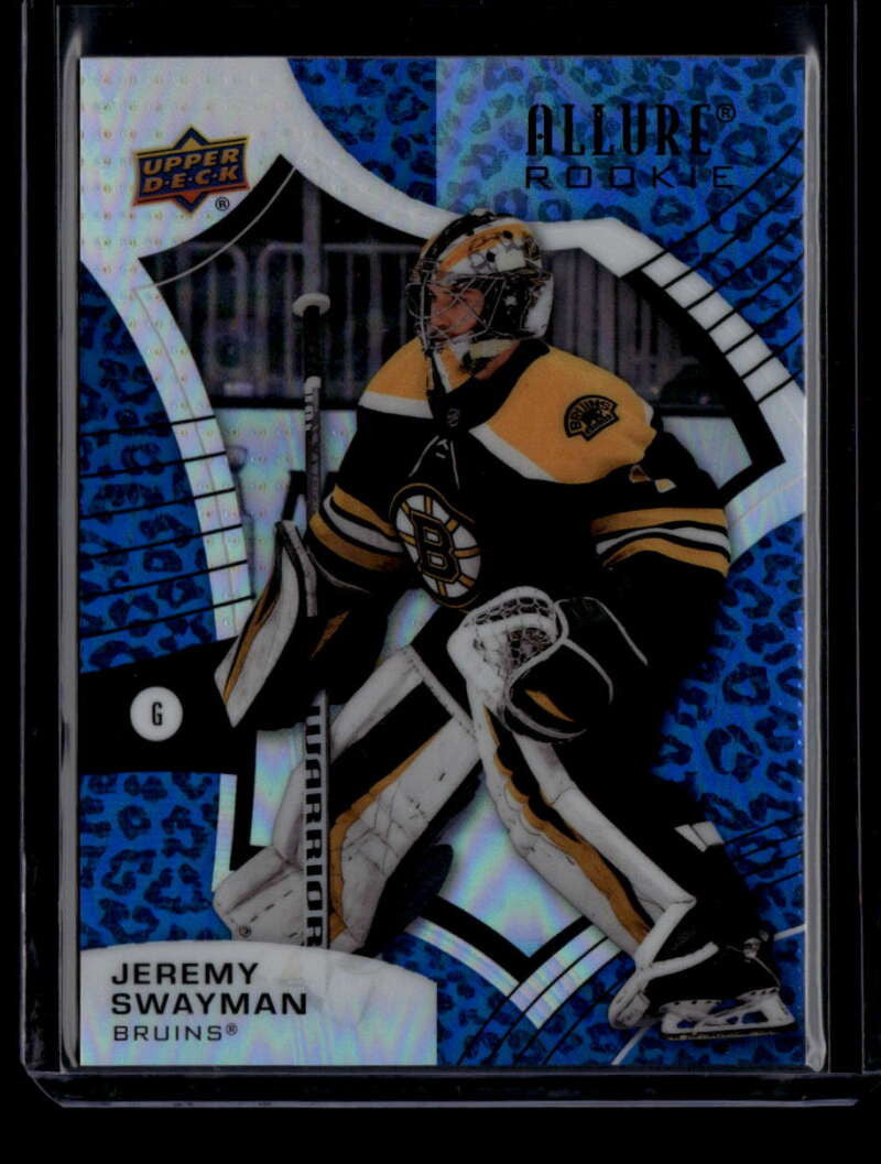 2021-22 Upper Deck Allure Pink Blue Leopard 146 Jeremy Swayman Rookie