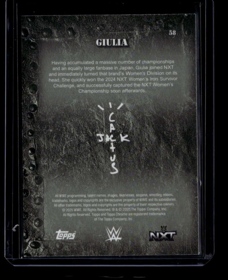 2025 Topps Chrome Cactus Jack WWE Purple Refractor 58 Giulia 97/250