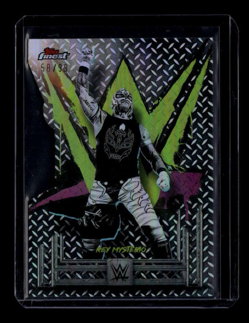 2025 Finest WWE Die-Cut Refractor 54 Rey Mysterio C 58/99 Common