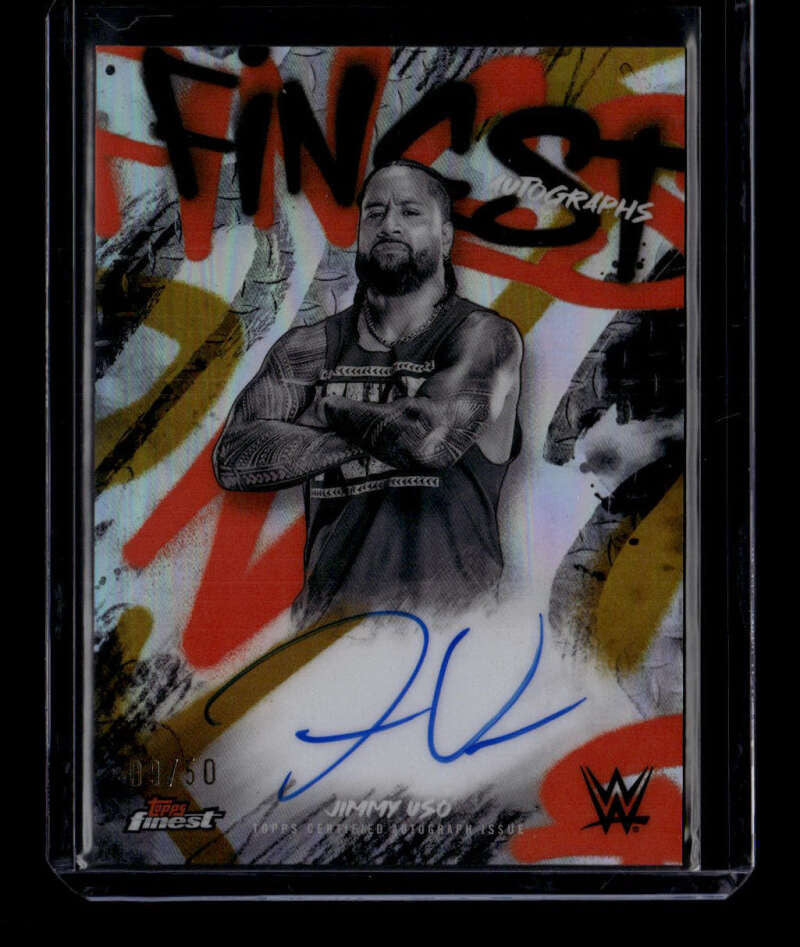 2025 Finest WWE Finest Autographs Gold Refractor FAUSO Jimmy Uso Auto 9/50