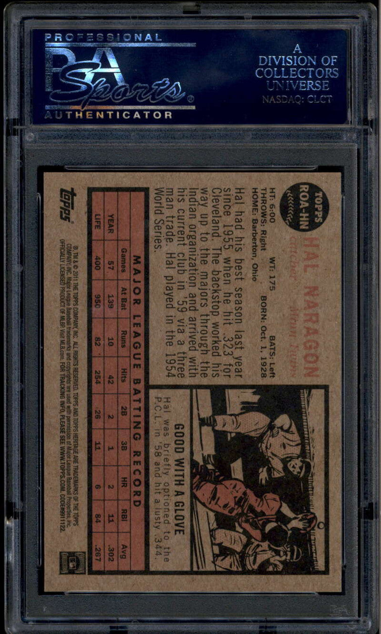 2011 Topps Heritage Real One Autographs HN Hal Naragon Auto PSA 8.5 NM-MT+